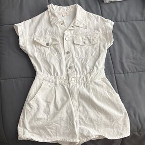 White Denim Button-Up Romper